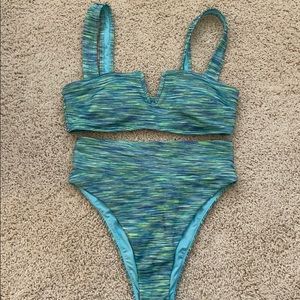 Aerie Blue and Green Bikini Set